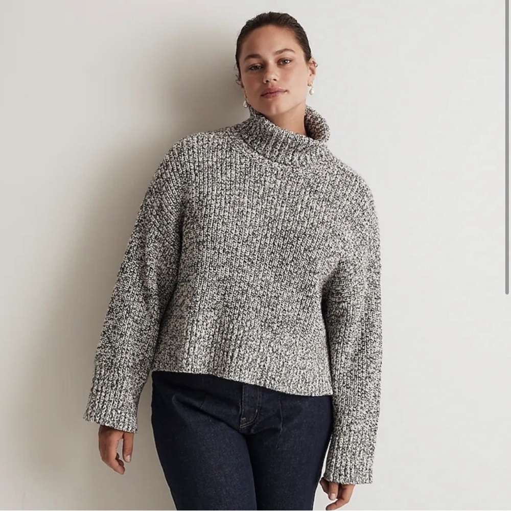 Madewell Marled Wide Rib Knit Turtleneck Sweater
